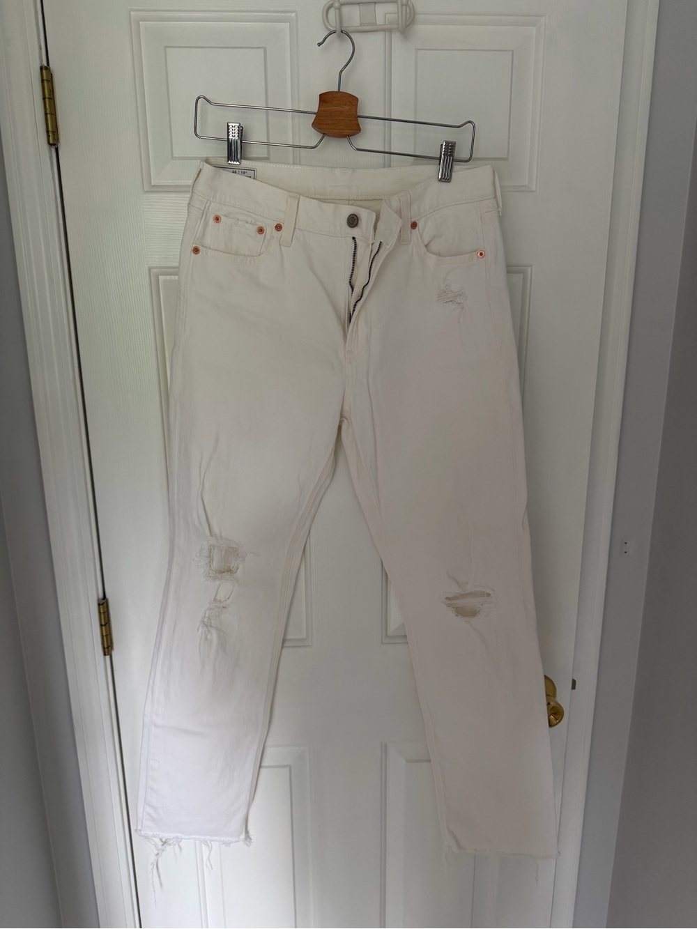 GAP Distressed White Jeans